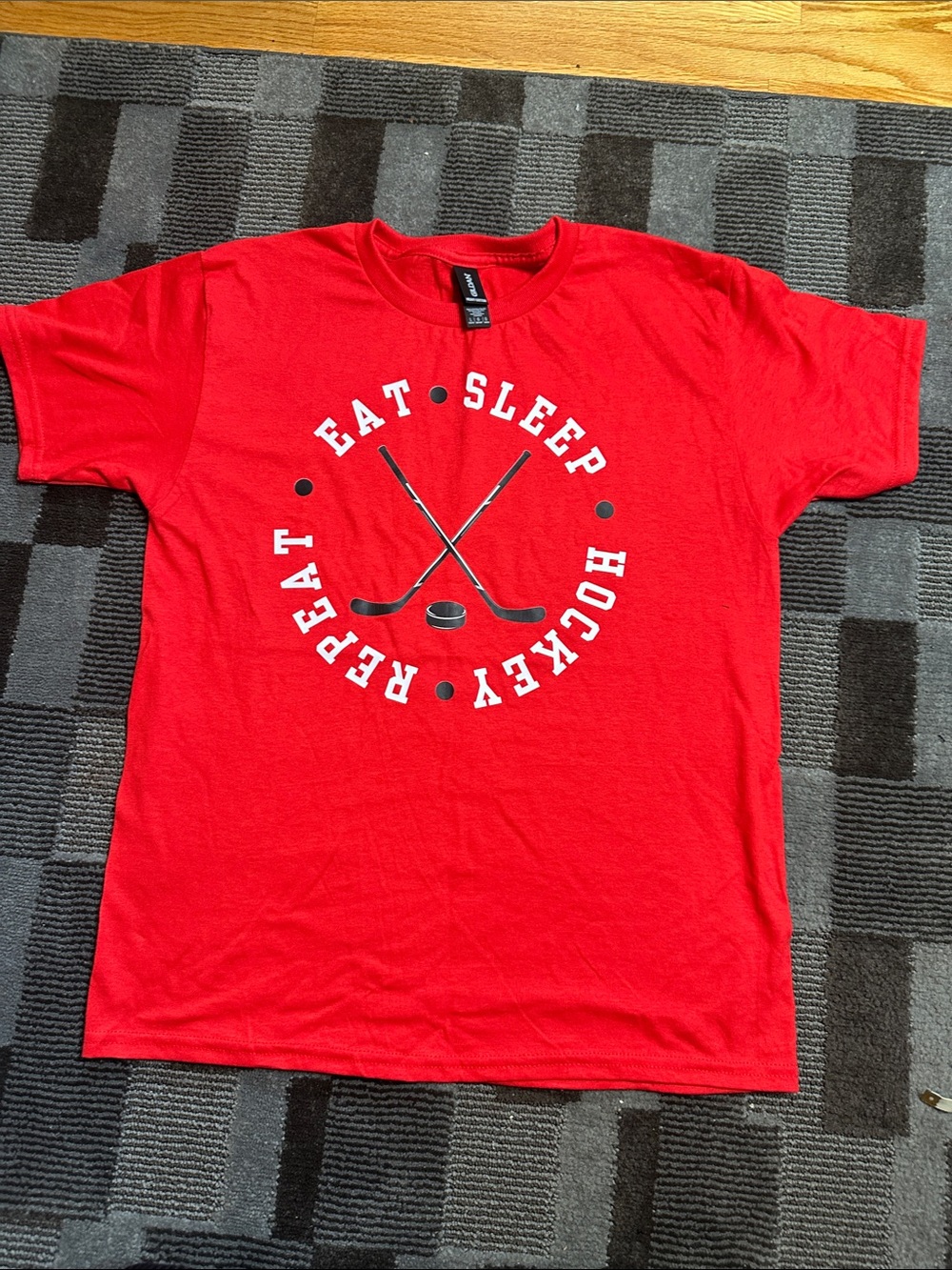 Youth Red 'Eat Sleep Hockey Repeat' Graphic Tee